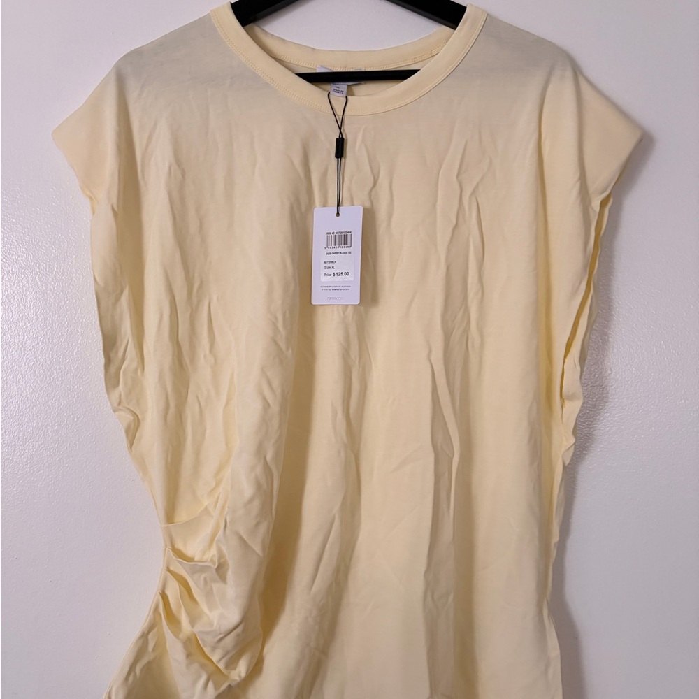 Reiss Pale Yellow Sleeveless Crewneck Top